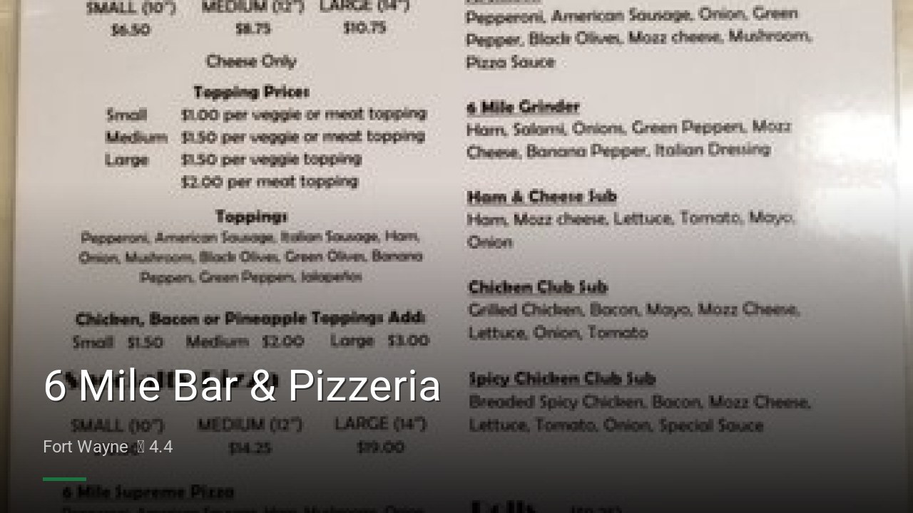 6 Mile Bar & Pizzeria - Sports Bars in Fort Wayne