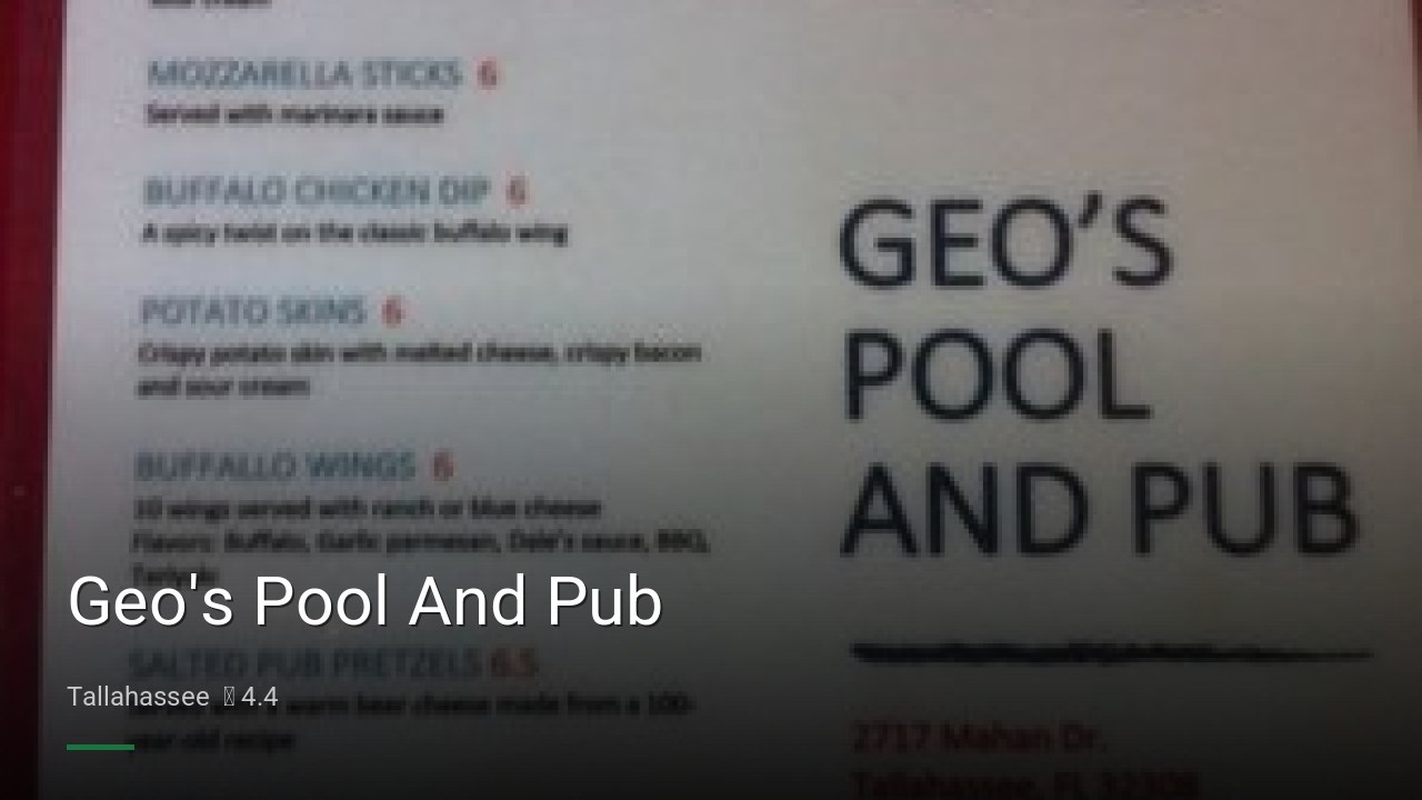 Geo's Pool And Pub - Sports Bars in Tallahassee