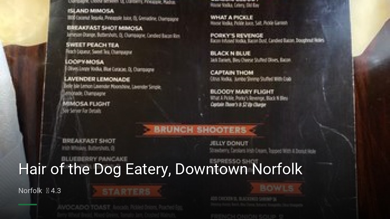 Hair of the Dog Eatery, Downtown Norfolk - Sports Bars in Norfolk
