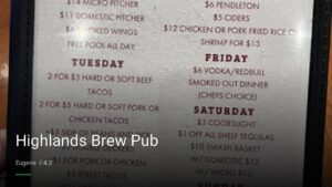 Highlands Brew Pub — Sports bars in Eugene