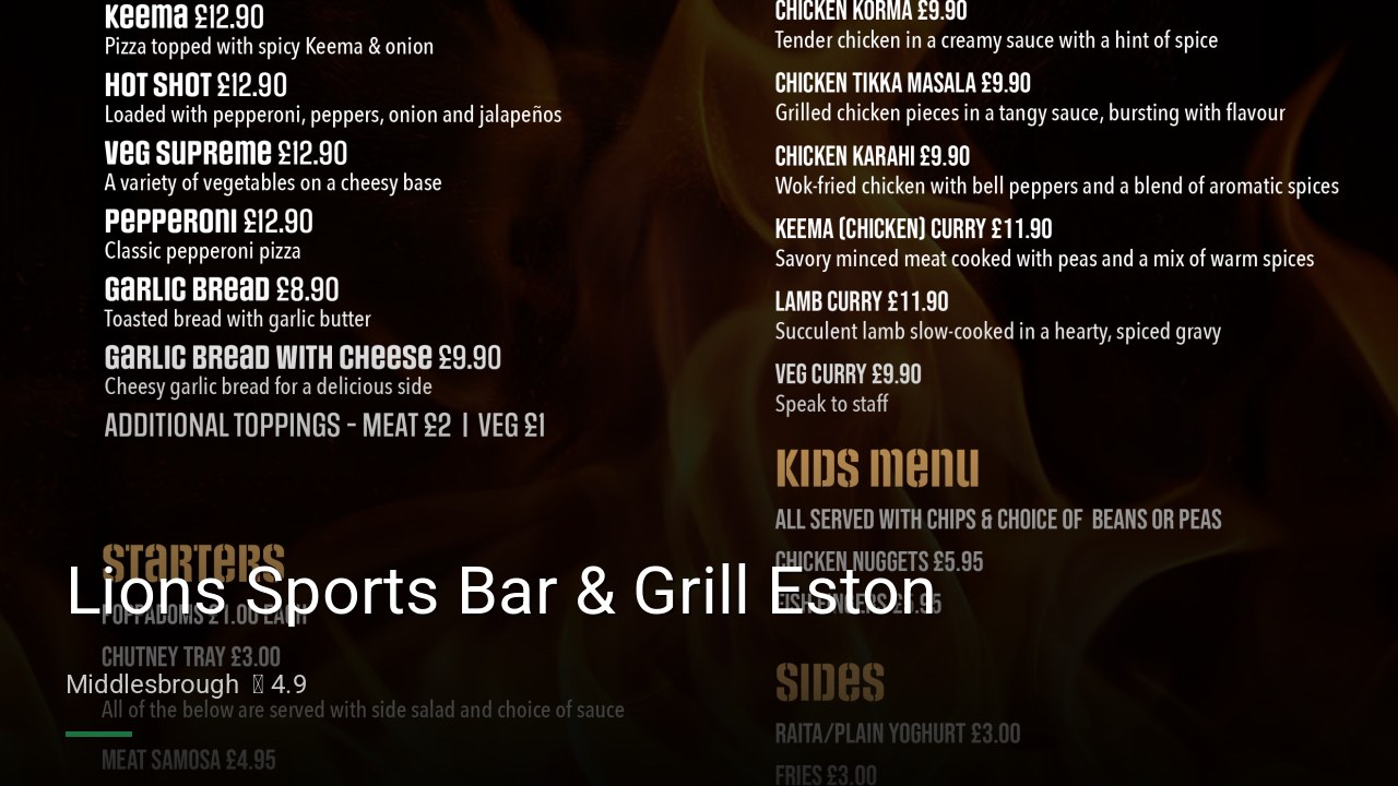 Lions Sports Bar & Grill Eston - Sports Bars in Middlesbrough