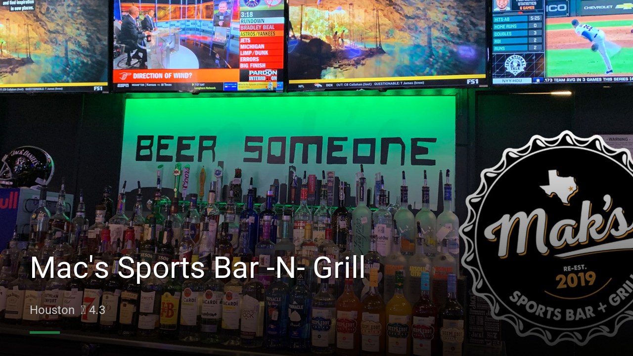 Mac’s Sports Bar -N- Grill — Sports bars in Houston