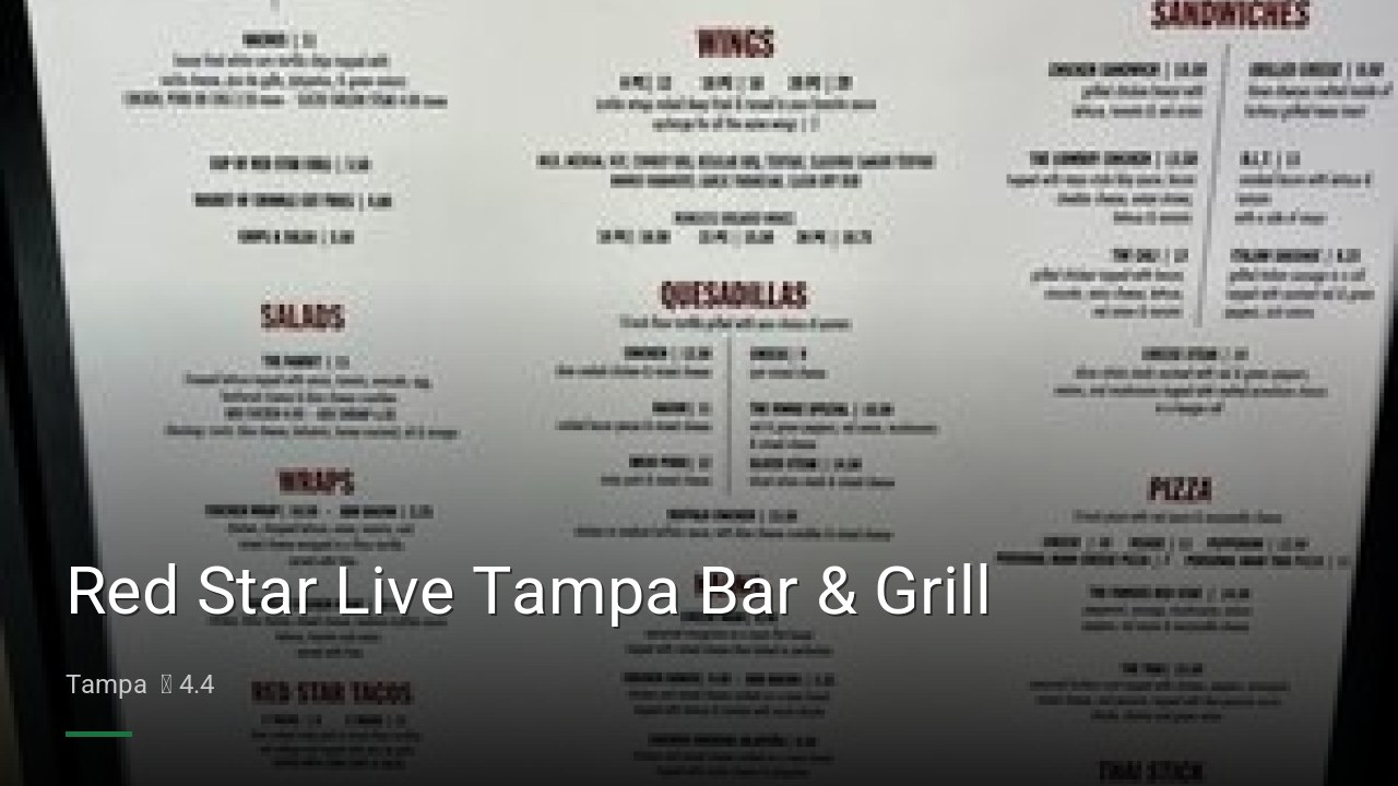Red Star Live Tampa Bar & Grill - Sports Bars in Tampa