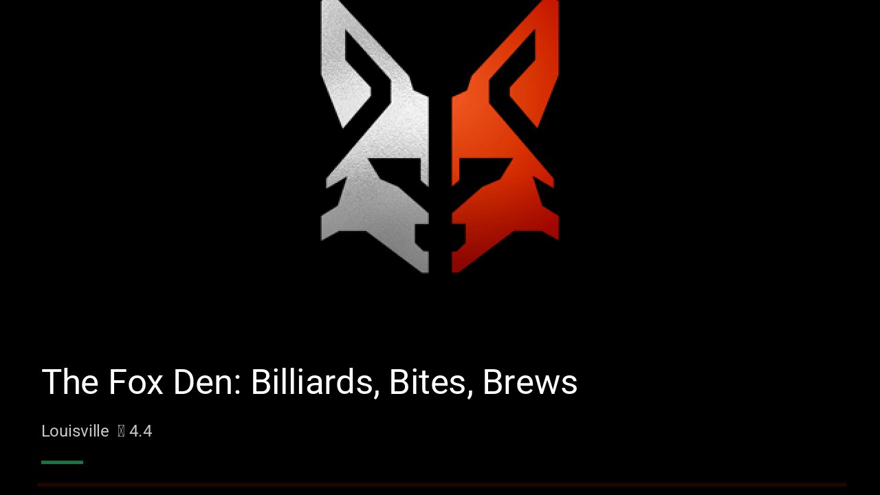 The Fox Den: Billiards, Bites, Brews - Sports Bars in Louisville