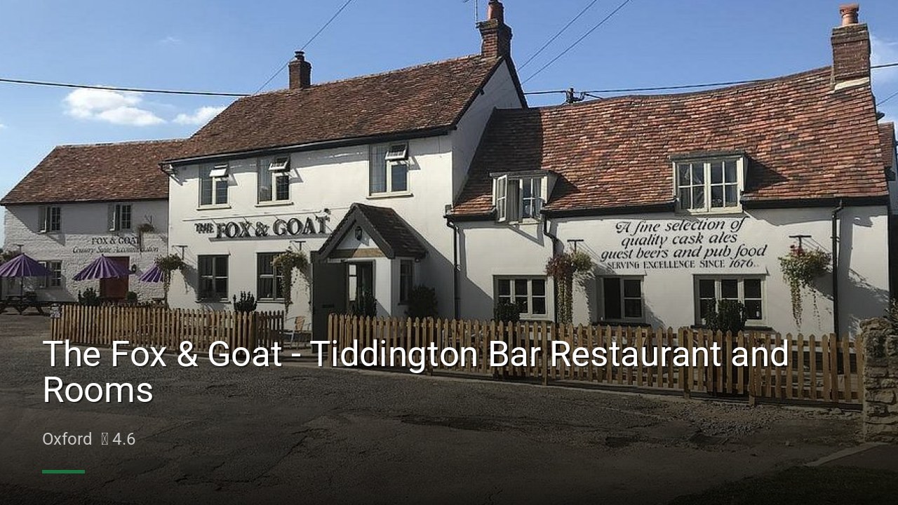 The Fox & Goat - Tiddington Bar Restaurant and Rooms - Sports Bars in Oxford