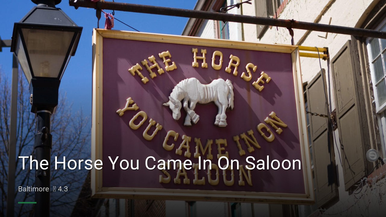 The Horse You Came In On Saloon - Sports Bars in Baltimore